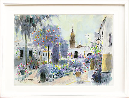 jardín　庭　浅野輝雄水彩画